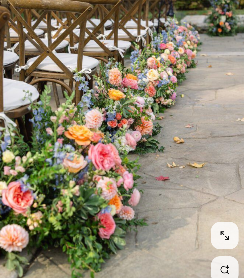 3ft approx Tray Mix flowers & Greenery (Aisle Ceremony & 4 Rectangular Tables)