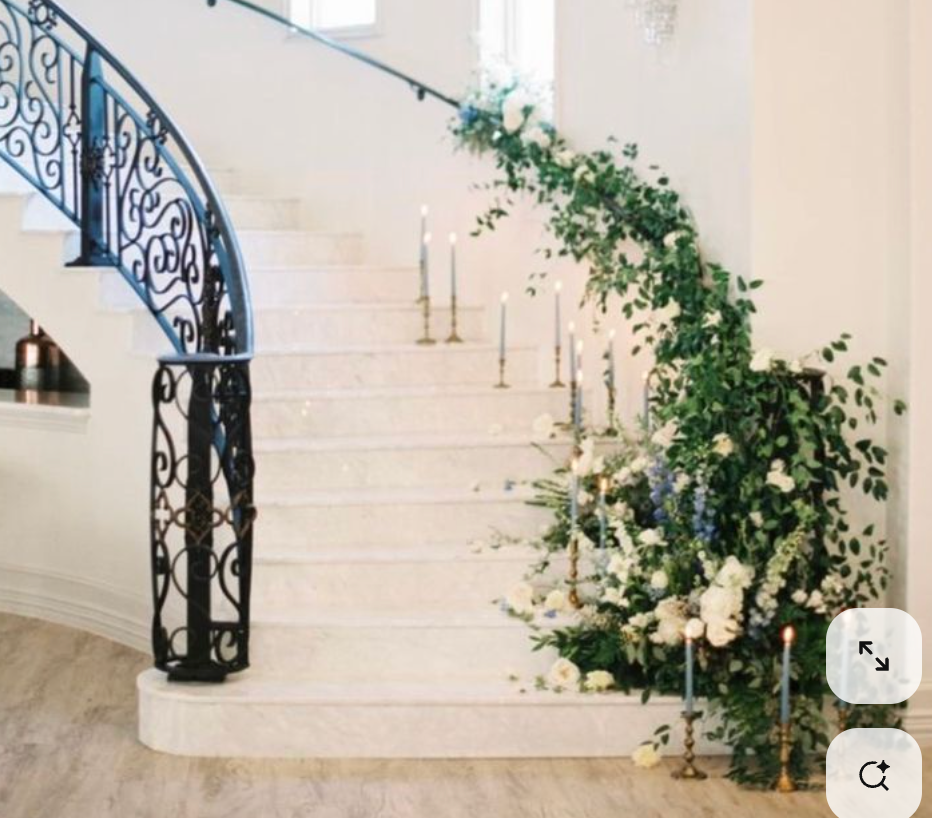 Greenery and Flowers Stairs Decor