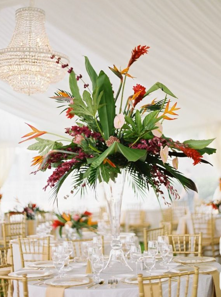 Tropical Gala Tall Arrangement / clear vase