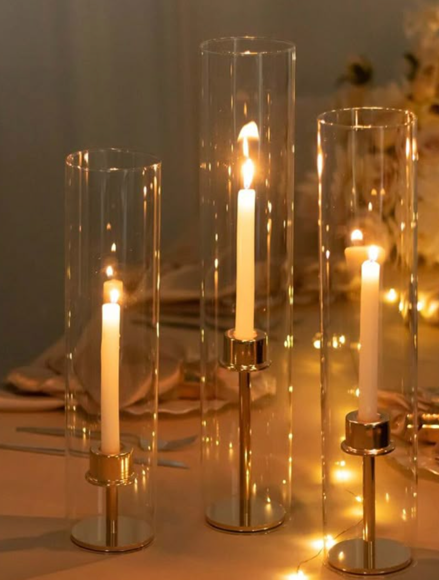 Candle with Candle Holder (rectangular table) 12 pcs