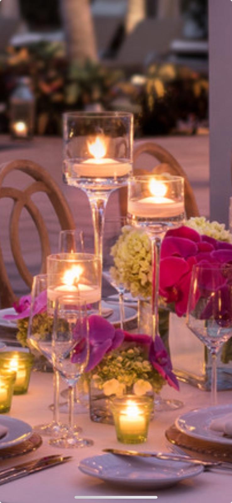 Candle Holder Set Of 3 Tall And 3 Small With Candles