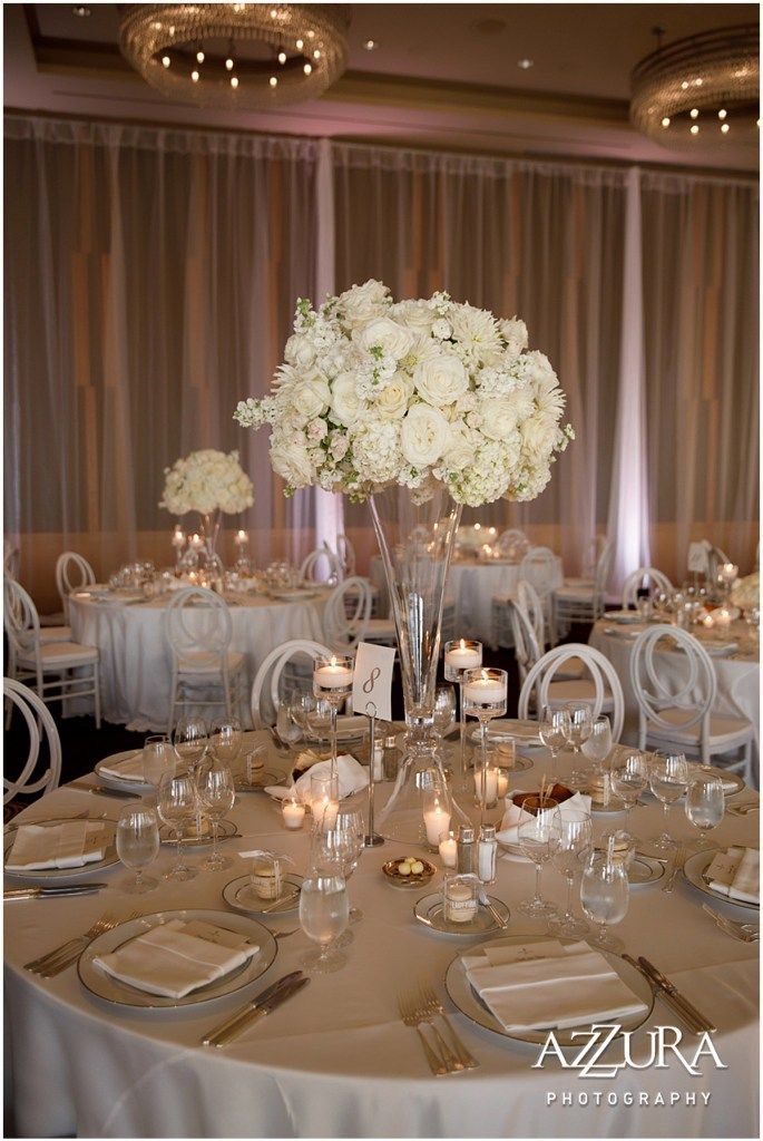 White Tall Wedding Centerpiece