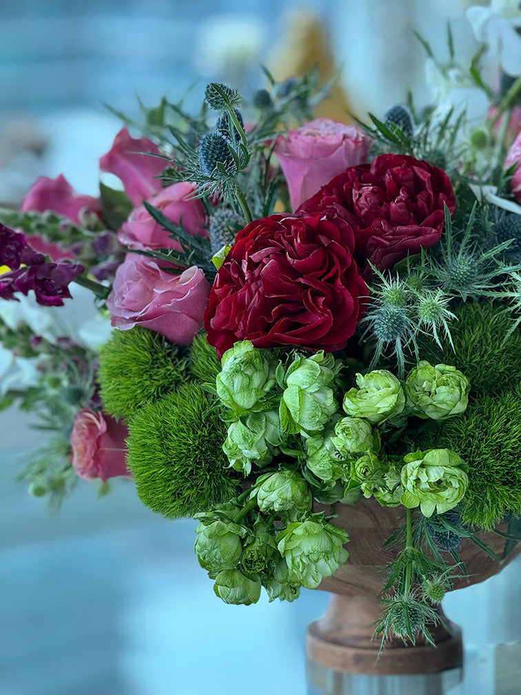 Burgundy & Green Flowers Arrangement