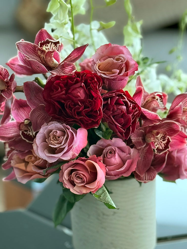 Wine And Blush Flower Arrangement