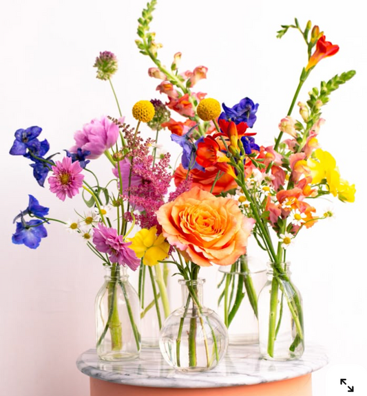 Bud Vases with Mix Premium flowers (5 Small flowers arrangement)
