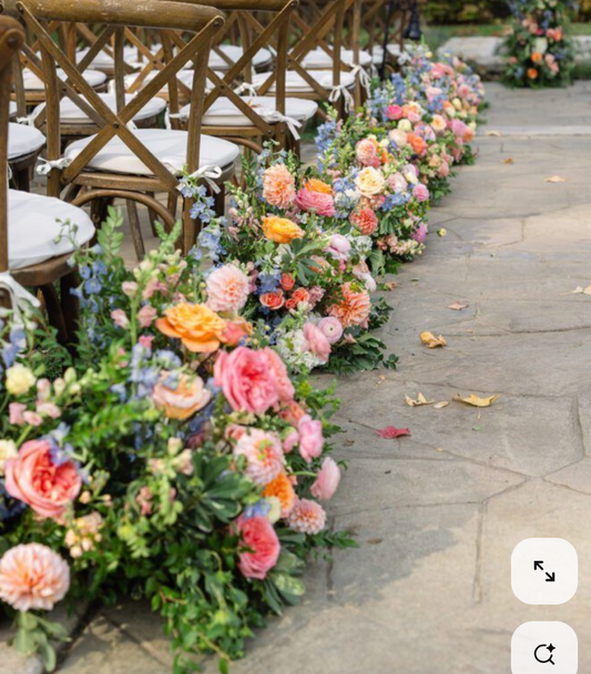 3ft approx Tray Mix flowers & Greenery (Aisle Ceremony & 4 Rectangular Tables)