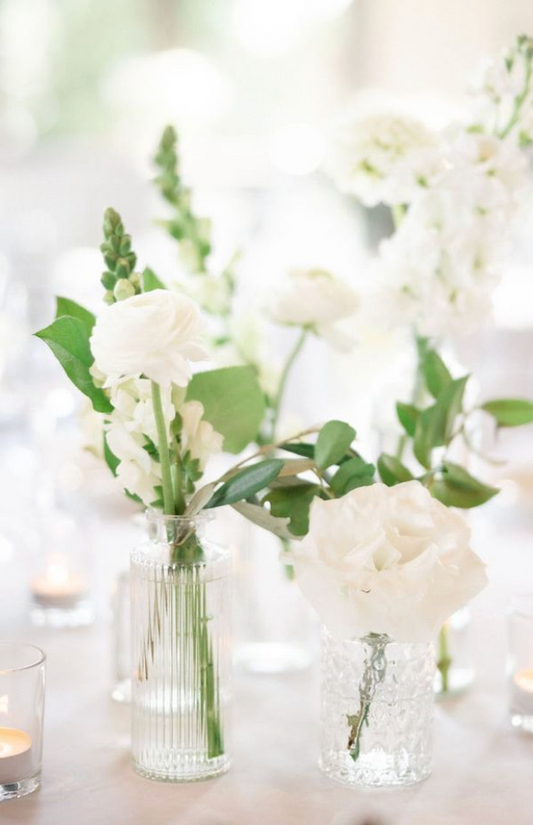 Cocktail Table Centerpieces (bud vases) & votive candles