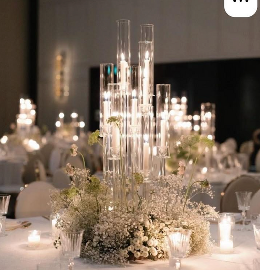 Mix of candelabra arrangement for Round Table