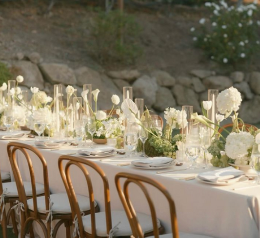 Bud Vases Centerpiece for Rectangular Table with Candles & Candle Holder