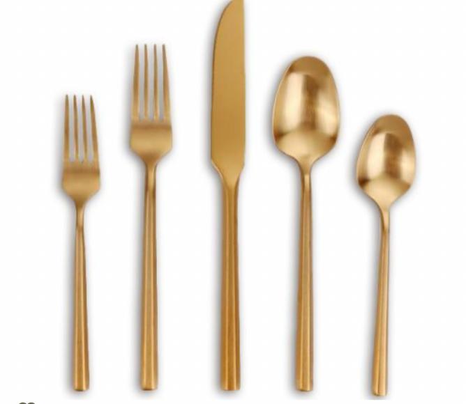 Golden copper flatware set