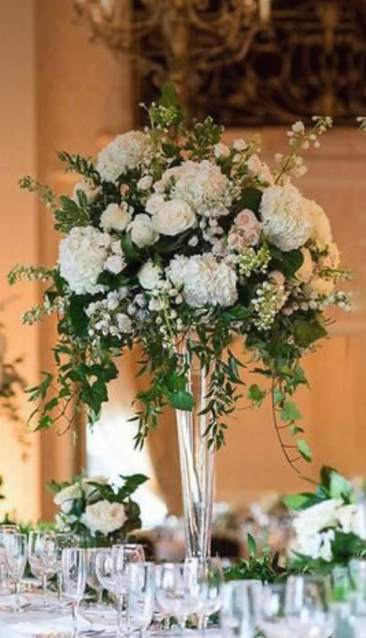 Tall Wedding centerpieces (Green & White)