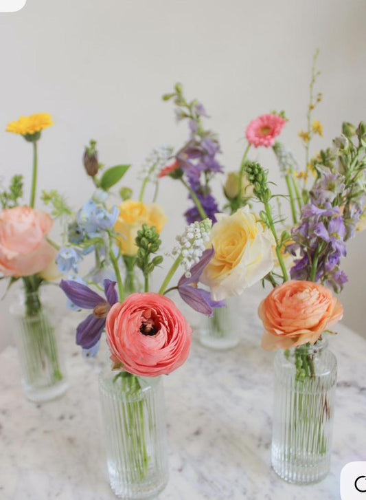 Mix Flowers in 24 bud vases