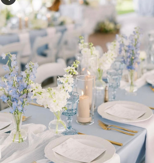 Round Table greenery and bud vases