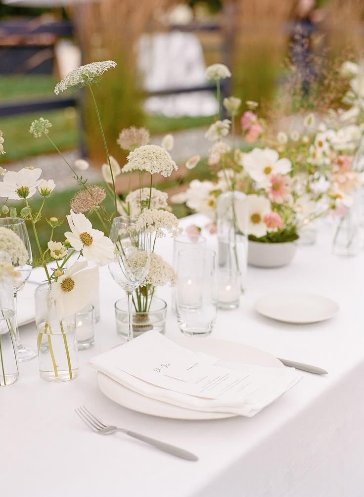 Bud Vases for Rectangular Table and Mini Candles