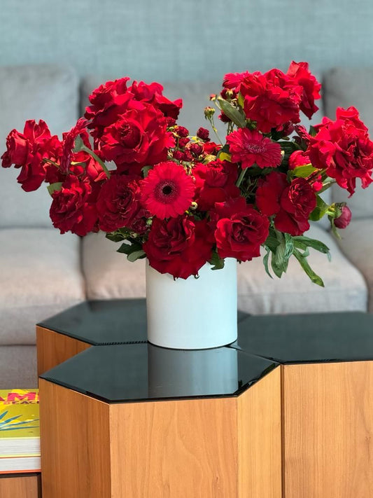 Garden Roses & Seasonal Flowers with Vase